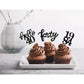 Black Glitter 40Th Birthday Cupcake Toppers 40Th Birthday Celebrating Party Decorations - Set Of 24
