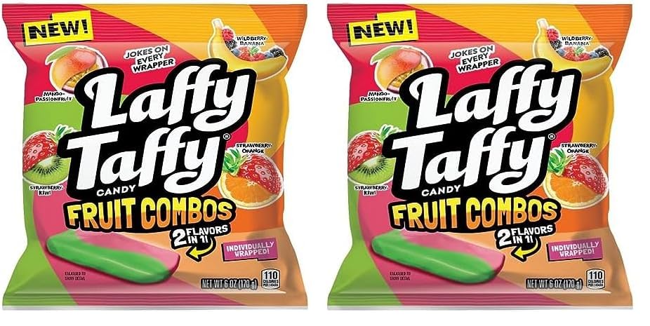 Laffy Taffy Candy, Fruit Combos, Individually Wrapped Mini Bars, 6 Ounce (Pack of 2)