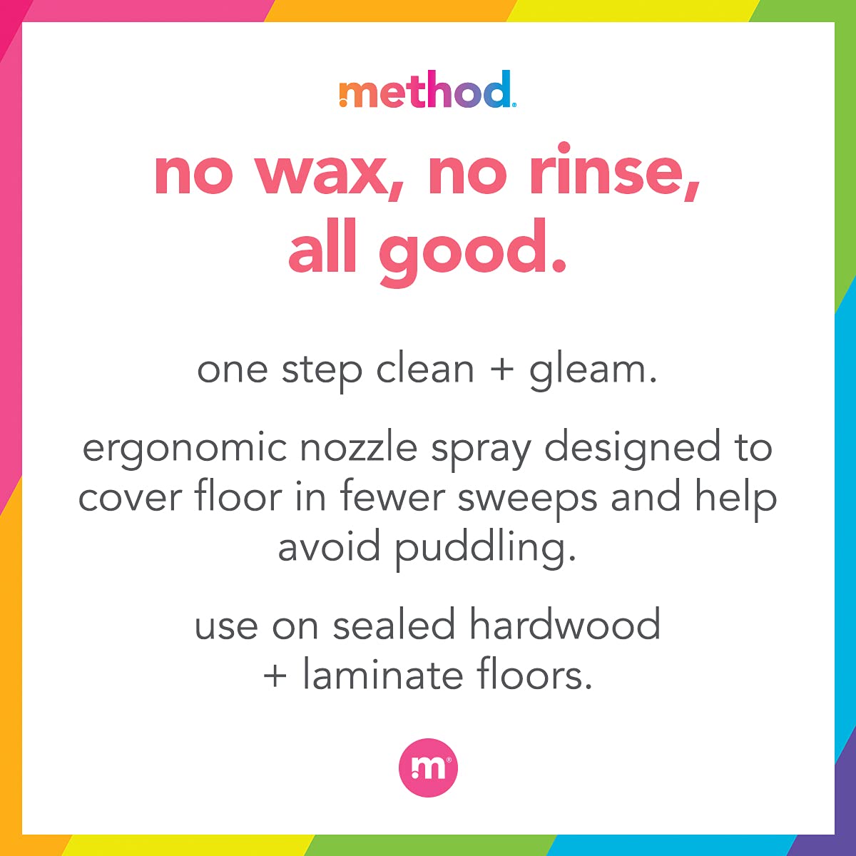 Method Hardwood Floor Cleaner, Easy Squirt + Mop Design Covers Floor In Fewer Sweeps, Use As Laminate Or Sealed Wood Floor Clean