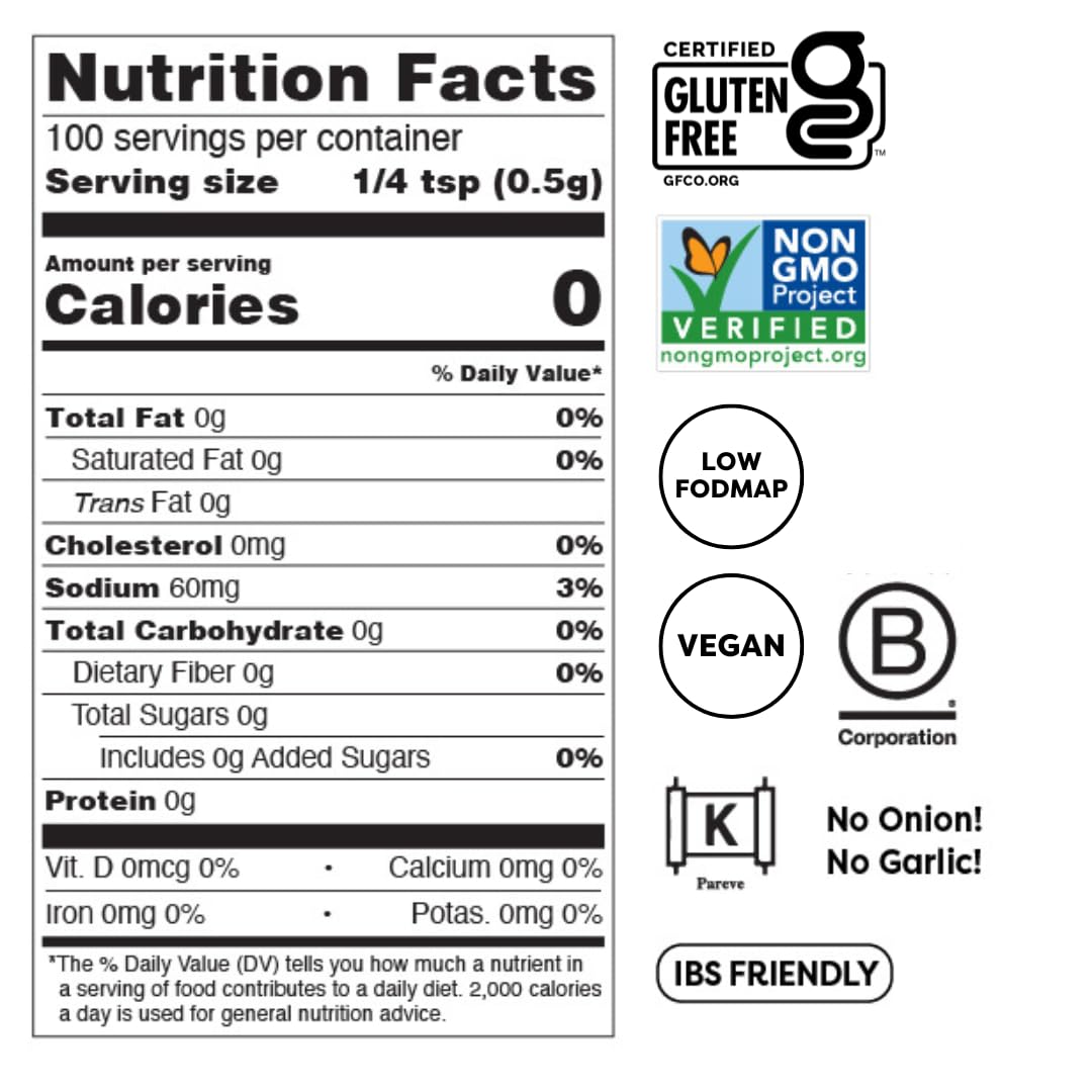 Fody Foods Lemon Herb Seasoning, 1.8 Oz, Garlic and Onion Free, Low FODMAP Certified, Gut & IBS Friendly, Vegan, Non-GMO, Gluten