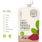 Serenity Kids 6+ Months Usda Organic Veggie Puree Baby Food Pouches - No Added Sugar Or Fruit & Bpa-Free & Allergen-Free - Sweet Potato & Spinach Baby Snacks - 3.5 Oz, 12 Pack