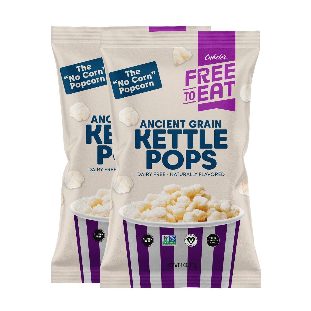 CYBELES FREE TO EAT Ancient Grain Pops - Gluten-Free, Vegan Snacks, 4oz Pack of 2
