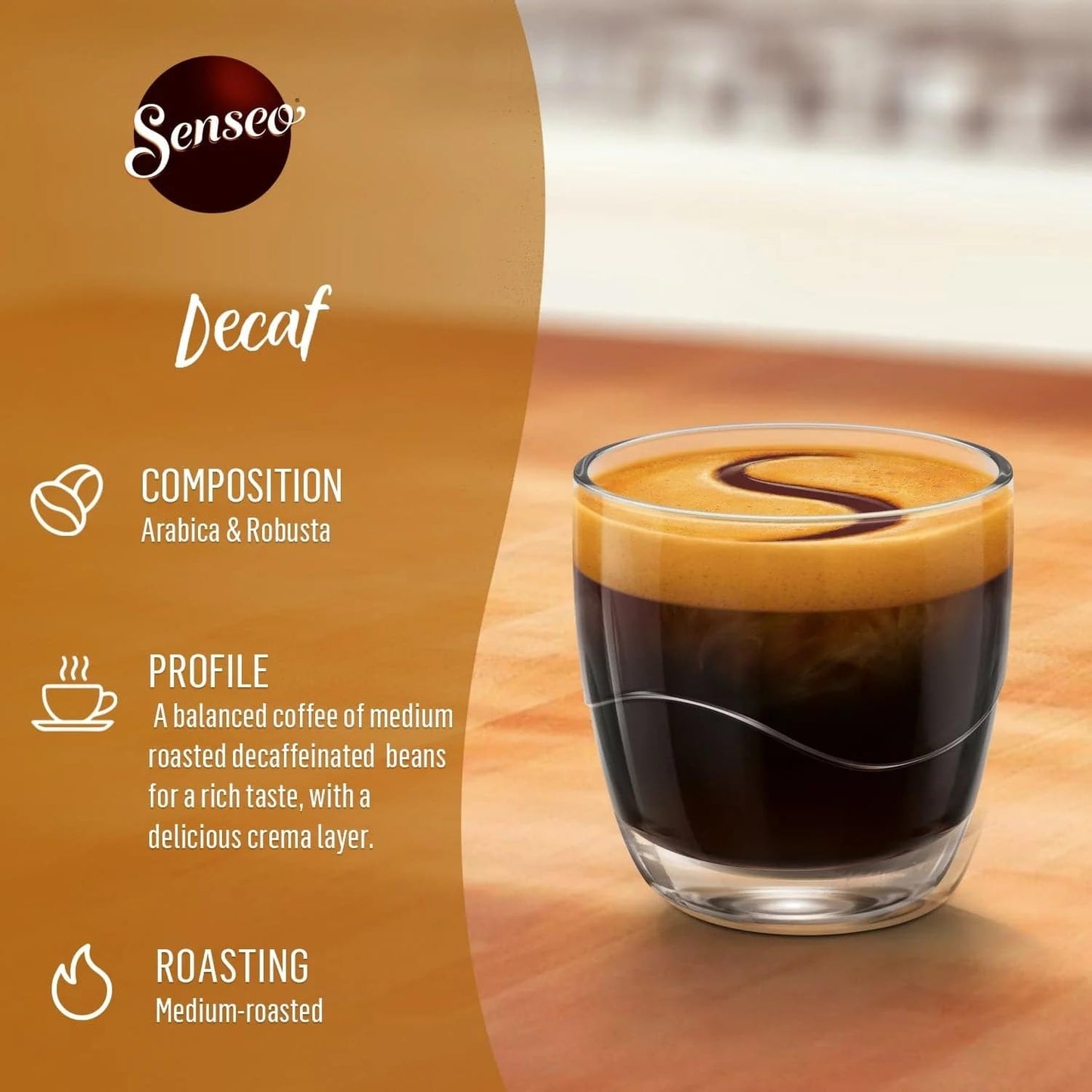 Senseo Decaf Medium Roast Coffee Pods - 240 Count (5 Packs) - Smooth & Balanced Flavor with Rich Crema - Single-Serve Compostable Coffee Pads Compatible with Senseo & PeleCom Machines