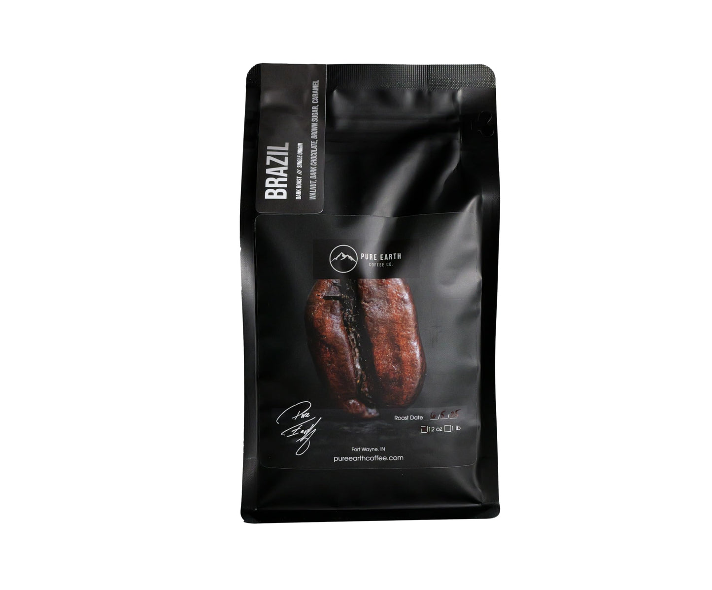 PURE EARTH COFFEE CO. Whole Bean Coffee, Brazil Single-Origin Beans, Dark Roast, Bold Gourmet Specialty Grade Coffee, Chocolate,