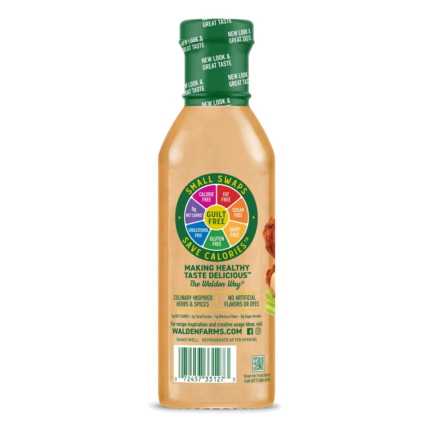 Walden Farms Buffalo Ranch Dressing & Dip - Calorie-Free, Gluten-Free, Low Carb, Keto-Friendly, Sugar-Free, Bold Buffalo & Ranch