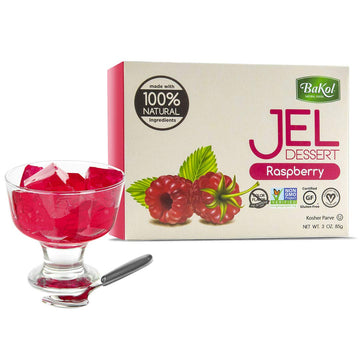 Bakol Jel Dessert Mix - All Natural Vegan Raspberry - Kosher, Halal - 3 Ounce (Pack of 3)