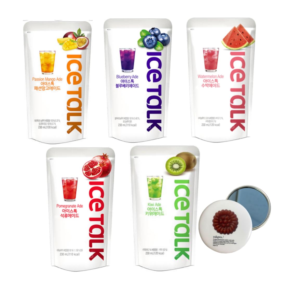 Korean Covenienve Store Drink Pouch Sampler Set - 5 Pack 10 Pack (Watermelon, Blueberry, Passion Mango, Kiwi, Pommegranate) + Da