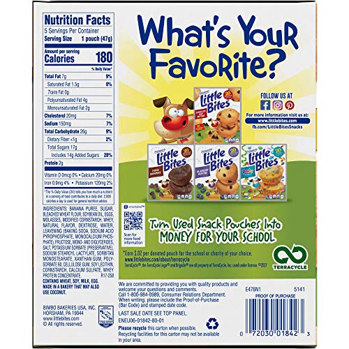 Little Bites Banana Muffins, 5 count, (4 ct each), Mini Muffins, 8.25 oz Box