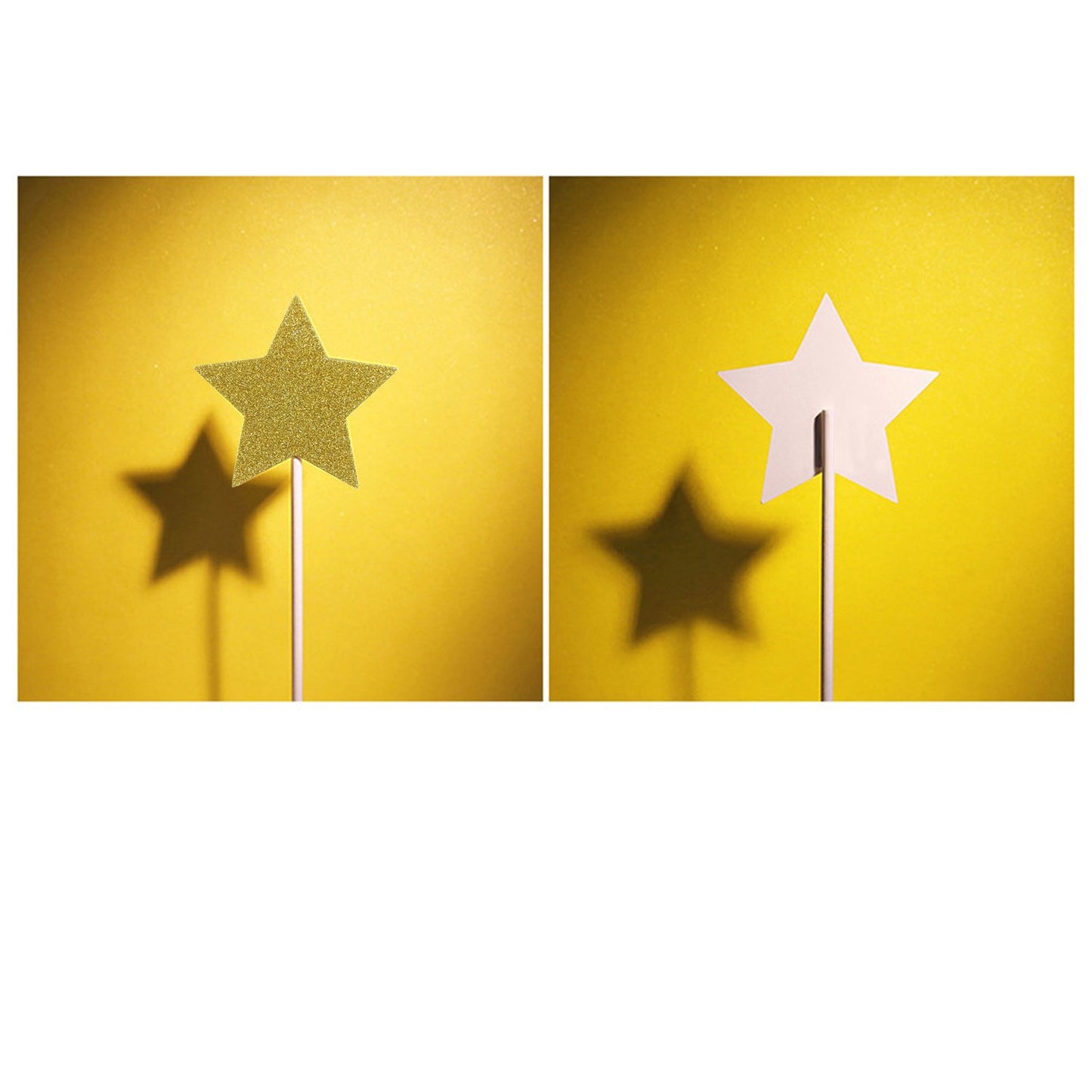 Bilipala Gold Star Cake Cupcake Decorations Toppers Picks Supplies, Appetizer Picks, 30 Counting