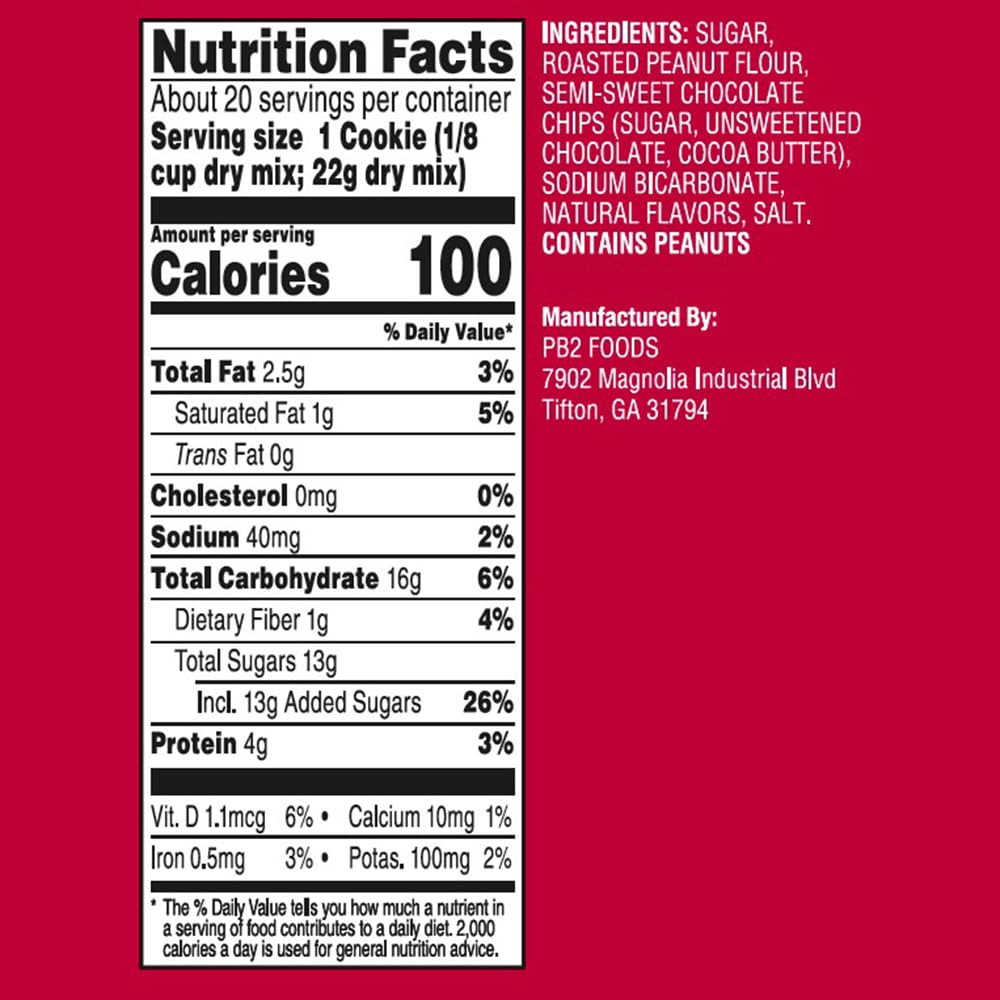 Pb2 Pantry Chocolate Chip Cookie Mix - 16 Oz Jar | Certified Vegan, Gluten Free, Non-Gmo, 4G Plant Protein Per Cookie
