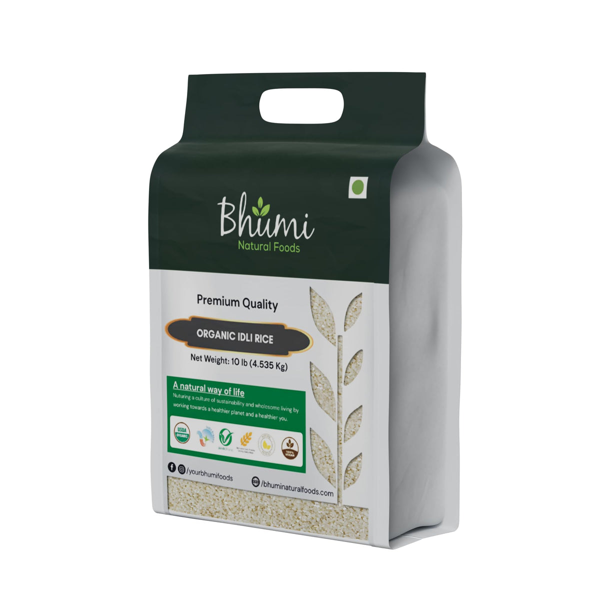 Bhumi Organic Idli Rice - USDA Organic, Non-GMO, Parboiled Short Grain, 10 Pounds