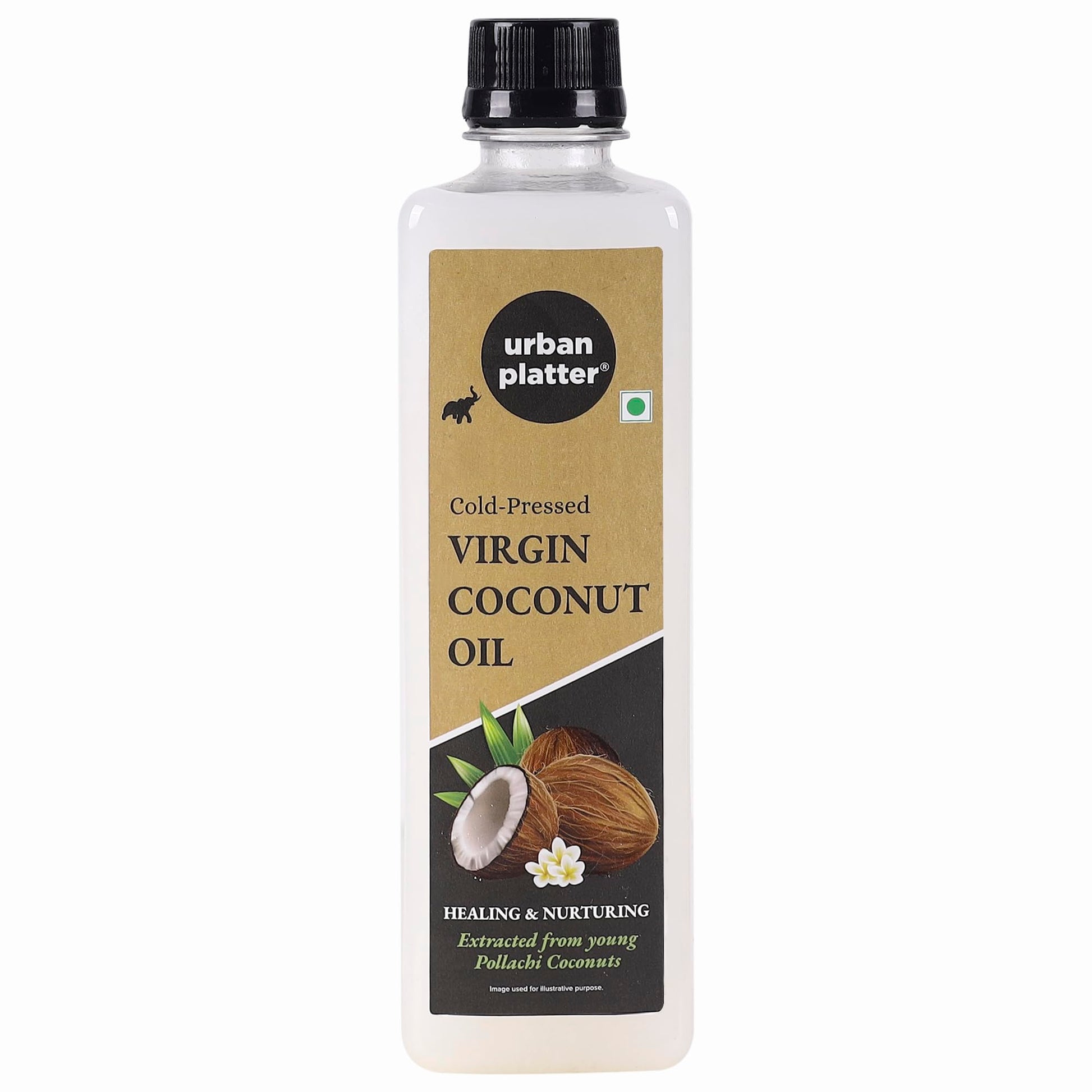 Urban Platter Virgin Coconut Oil | 16.91 Fl Oz (500ml) | Cold-Pressed, Unrefined & Edible | Pure Coconut Oil with Natural Aroma 