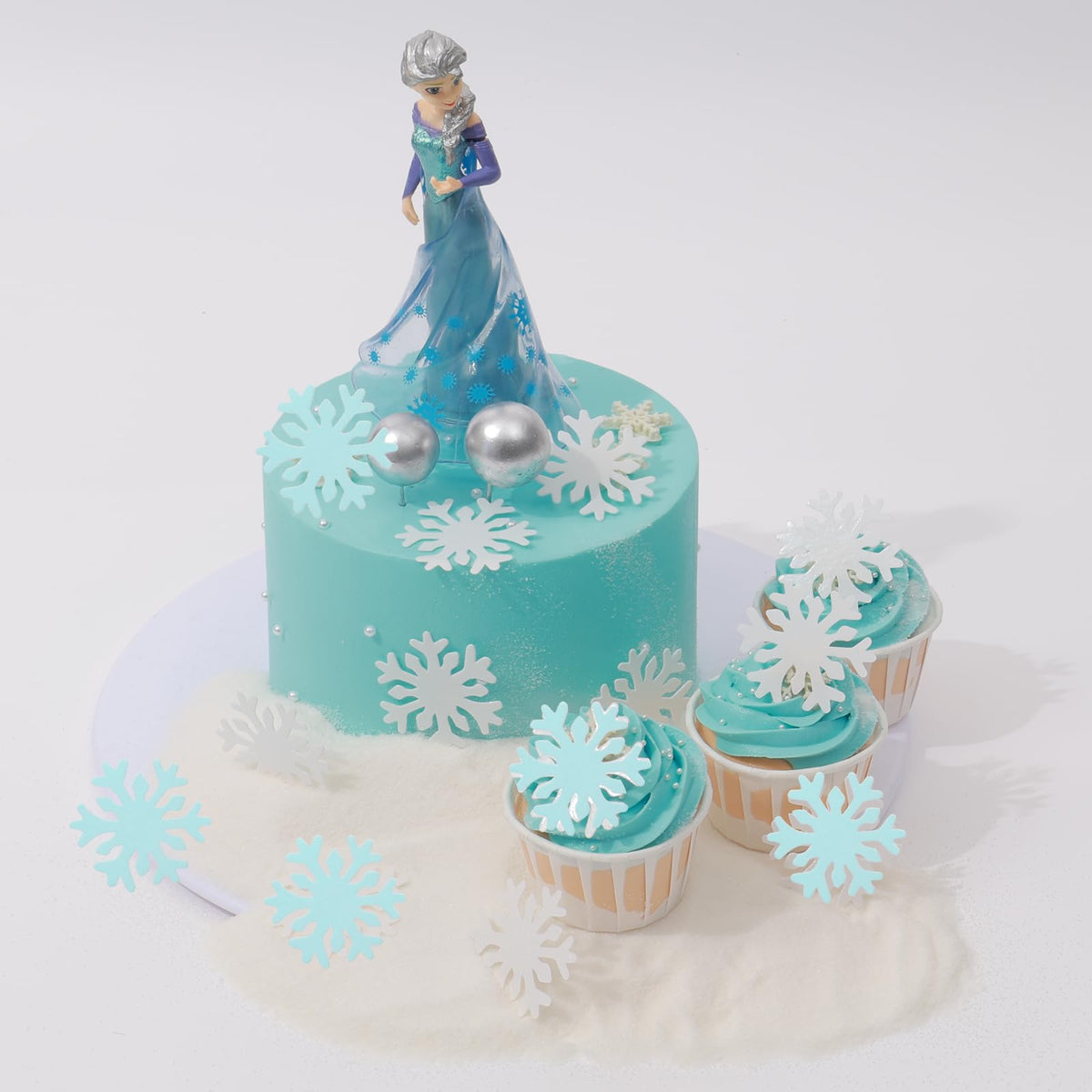 50Pcs Edible Snowflakes For Cake Decorating Blue Edible Christmas Cake Decorations Wafer Paper Snowflake Sprinkles Cupcake Toppers For Christmas Winter Holiday Frozen Theme Party Supplies