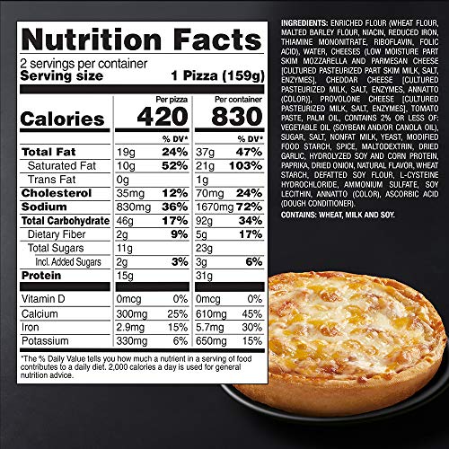 Red Baron Deep Dish Singles 4 Cheese Pizza, 11.2 oz (frozen), 2 count (Pack of 1)