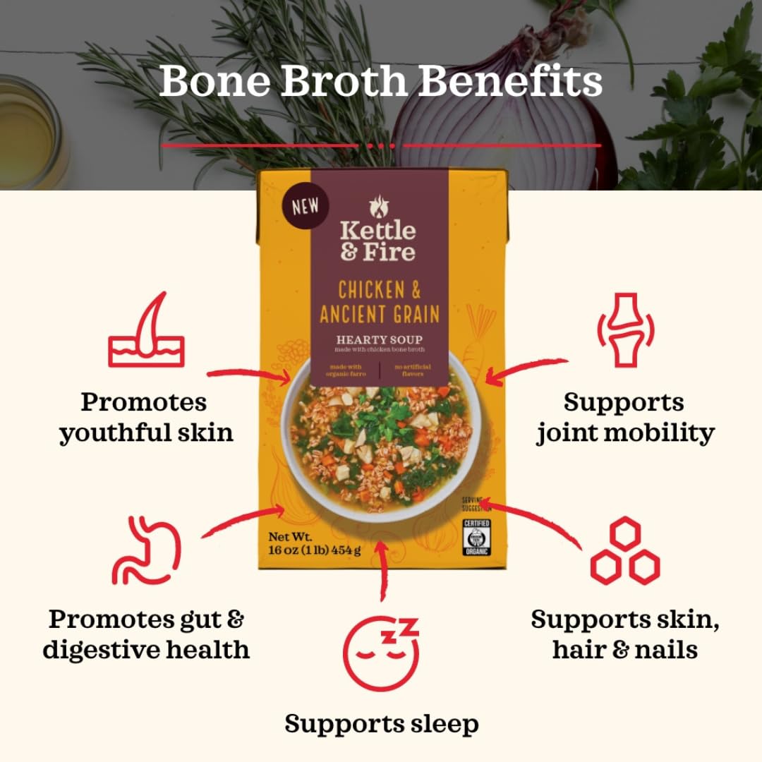 Kettle & Fire Chicken & Ancient Grain Hearty Soup, 6 Pack