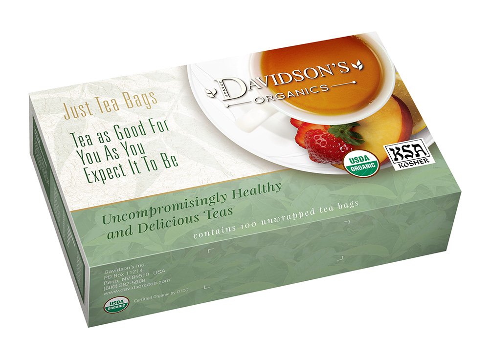 Davidsons Organics White Peach Tea Bags, 100 Count, Unwrapped, Model 174