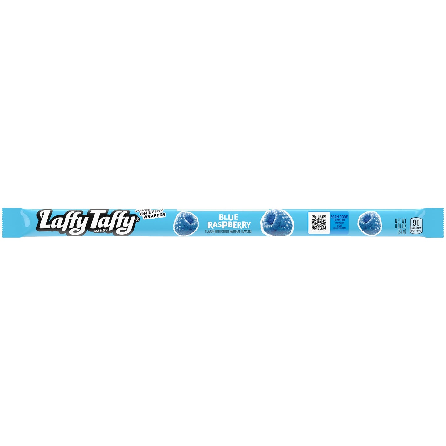 Blue Raspberry Taffy Rope Candy, 24 Pack, Taffy Candy, Individually Wrapped, 0.81 Ounce Ropes