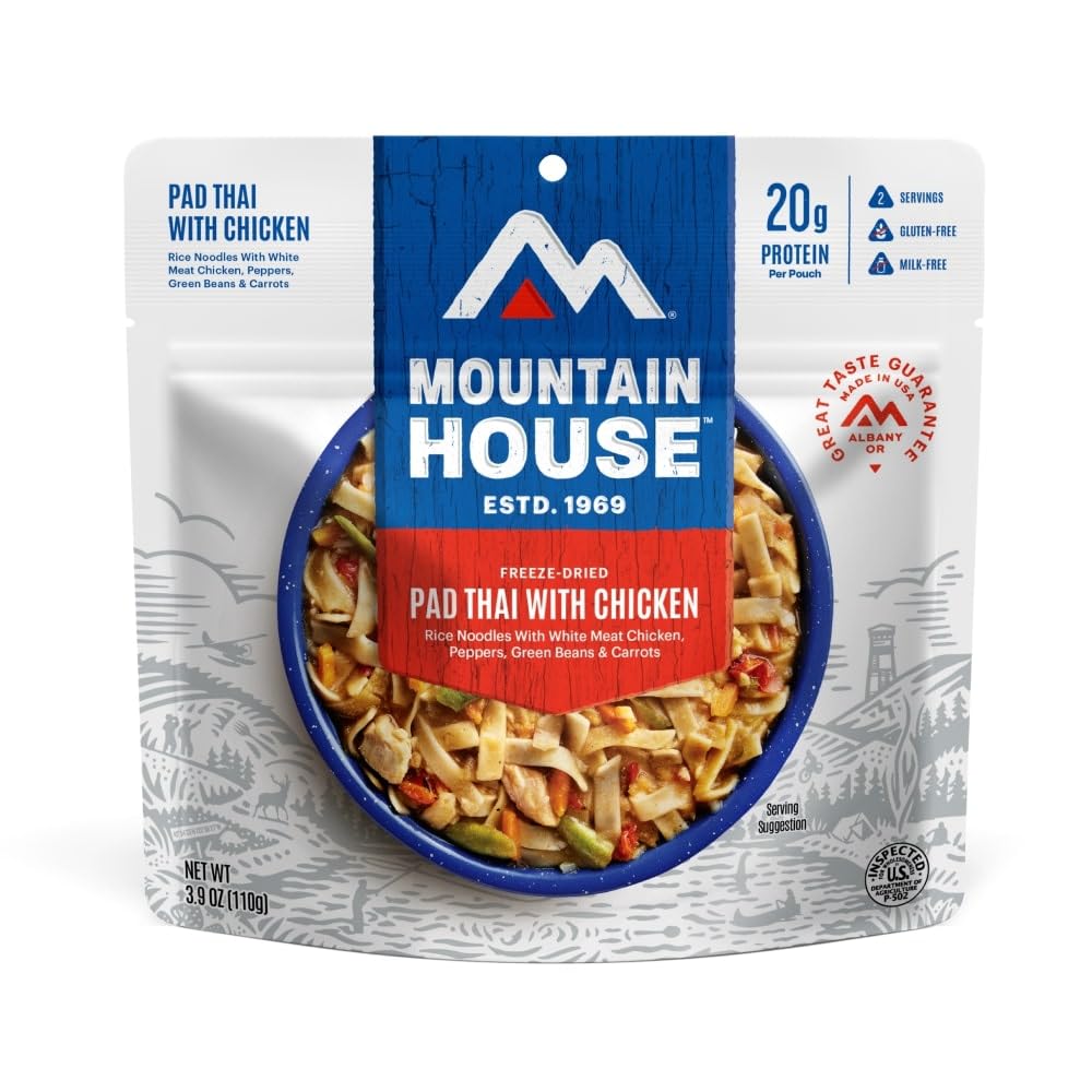 Mountain House Pad Thai with Chicken Freeze Dried Backpacking & Camping Food 6-Pack Gluten-Free