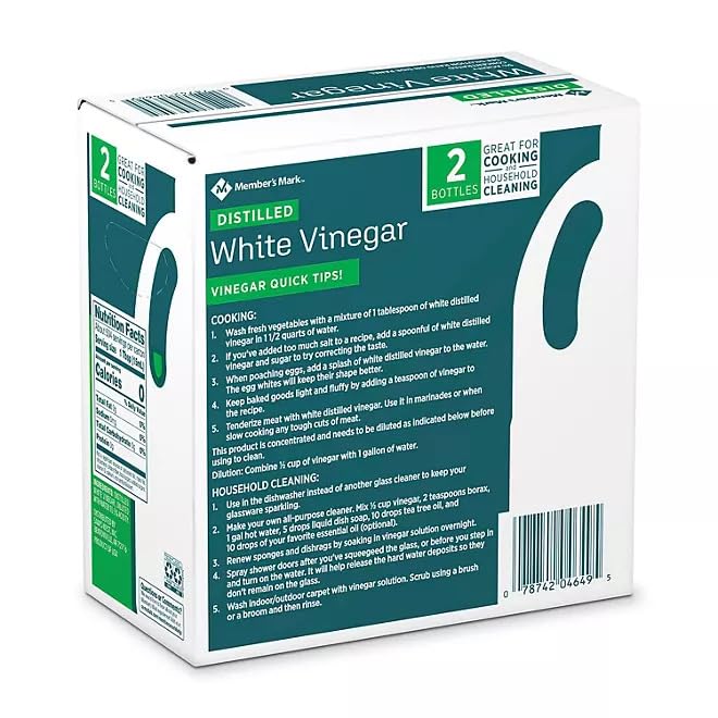 SuperJob Distilled White Vinegar, 256oz (2 Gallons) - Ideal for Cooking and Household Cleaning