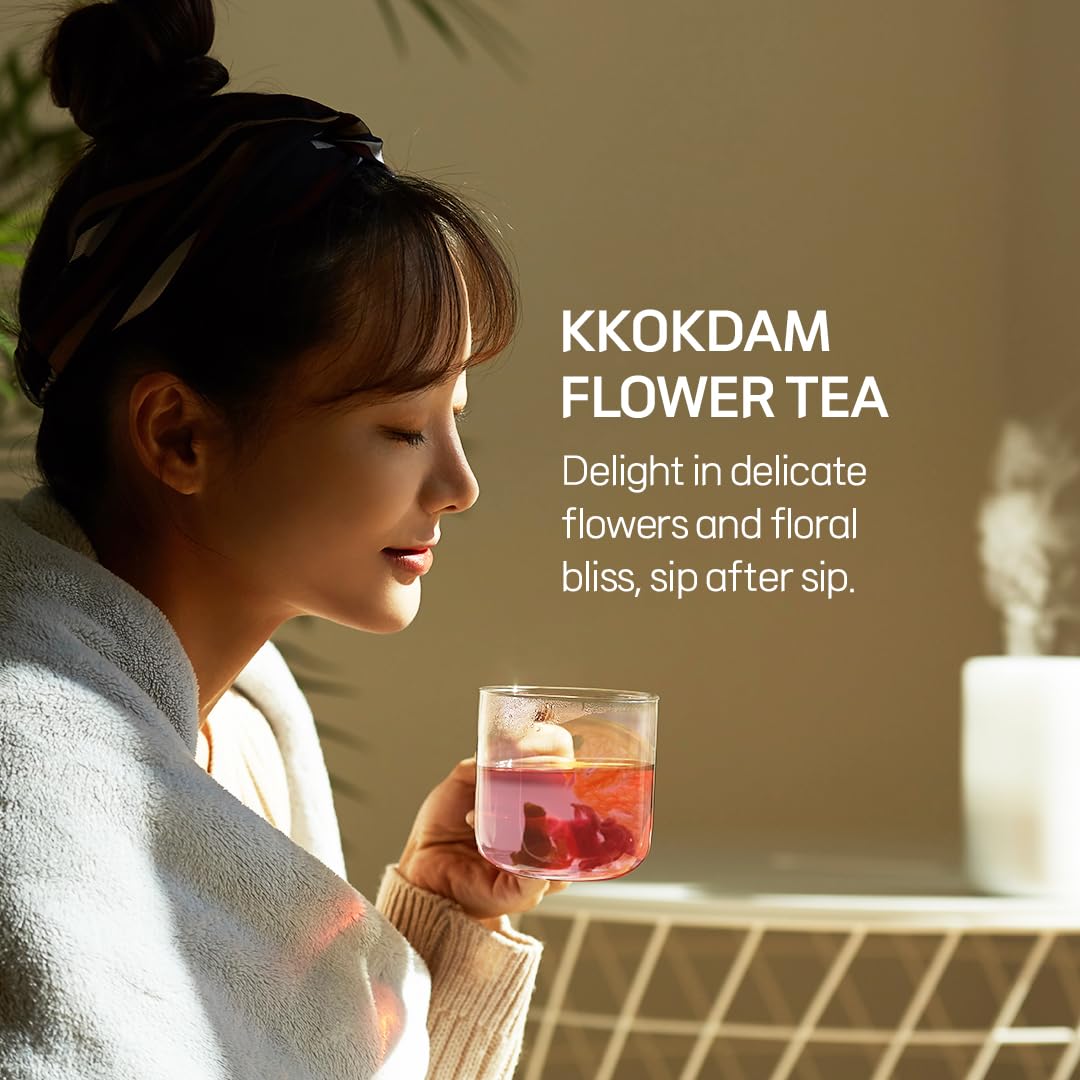 Kkokdam Tea Gift Set - Butterfly Tea Bags, Tea Variety Pack - Tea Bag Sampler, Tea Set, Unique Tea Gifts, Fancy Tea Bags, Korean