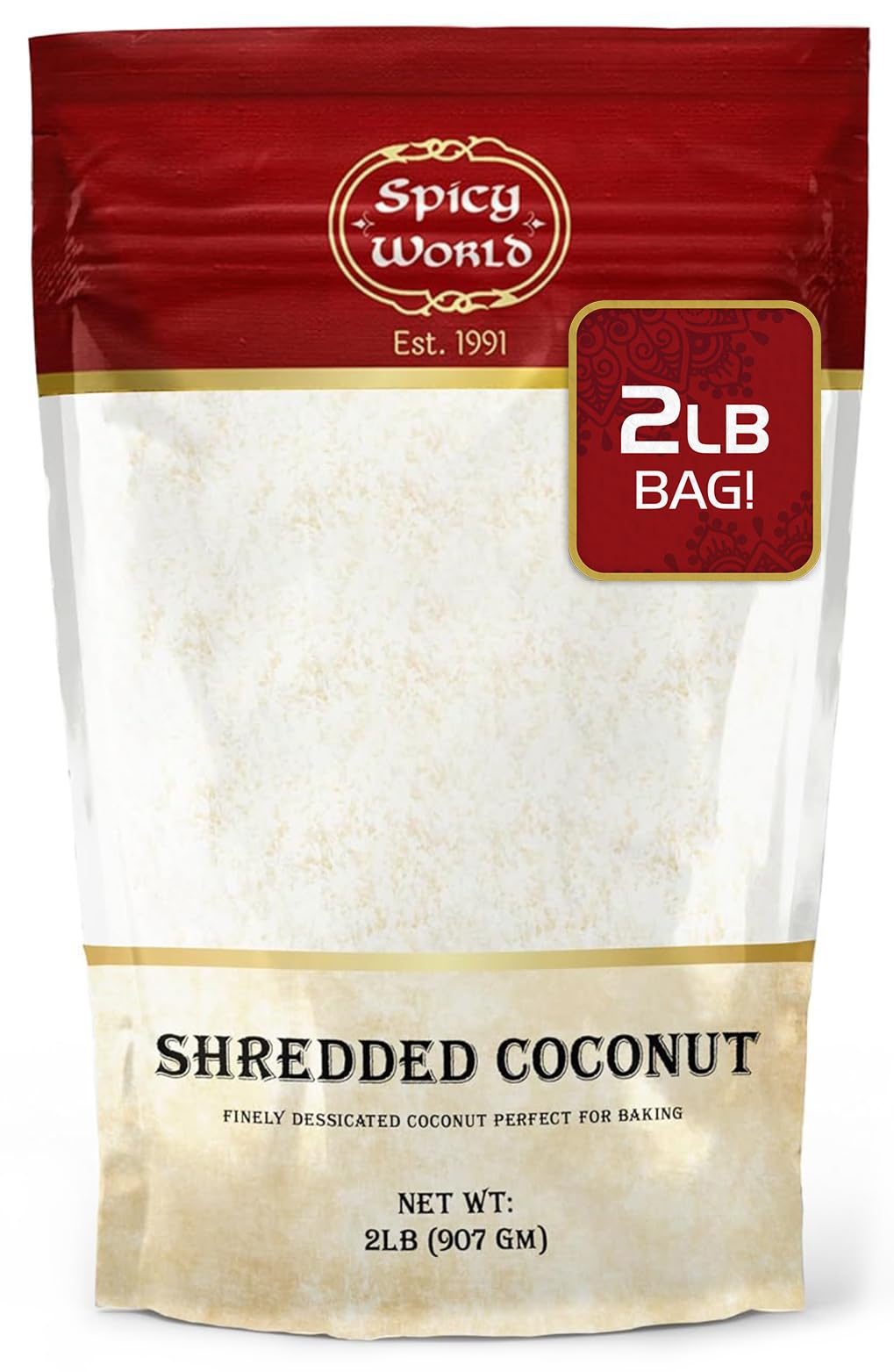 Spicy World Shredded Coconut Powder, Unsweetened, 1.5 Pound Bulk Bag, Finely Shredded, Great for Baking and Smoothies