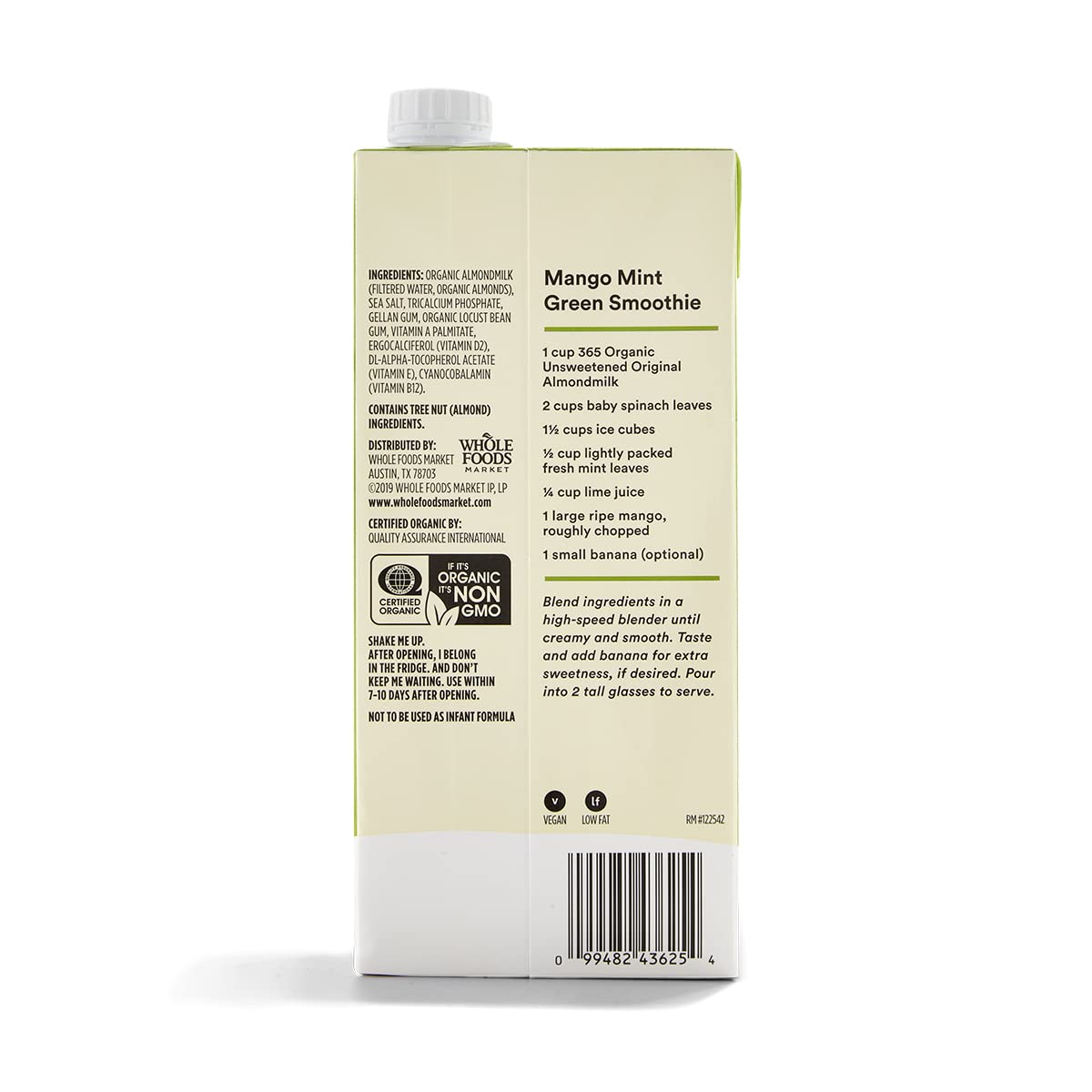 365 By Whole Foods Market, Organic Unsweetened Almond Milk, 32 Fl Oz