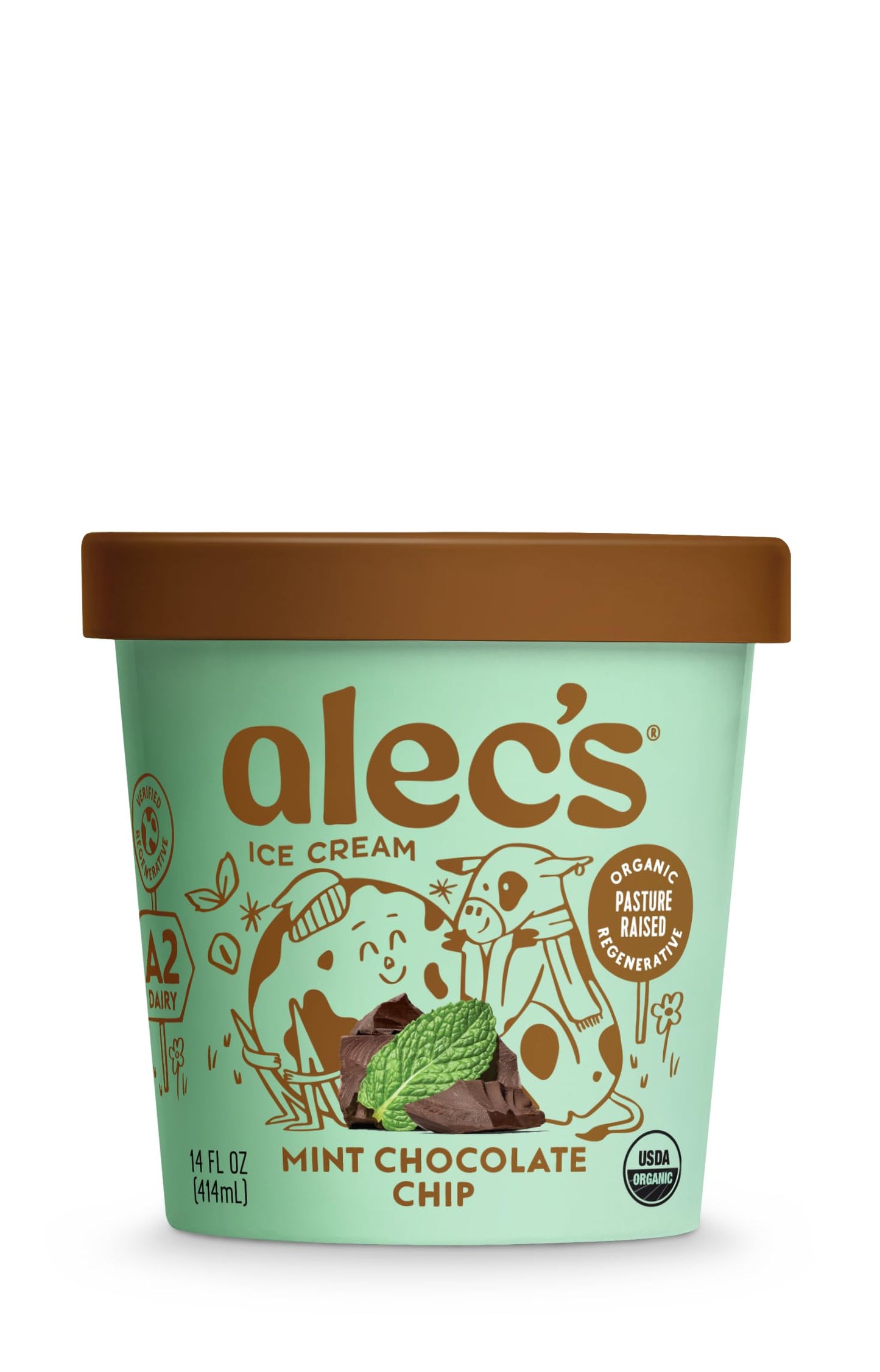 Alecs Mint Chocolate Chip Organic Ice Cream