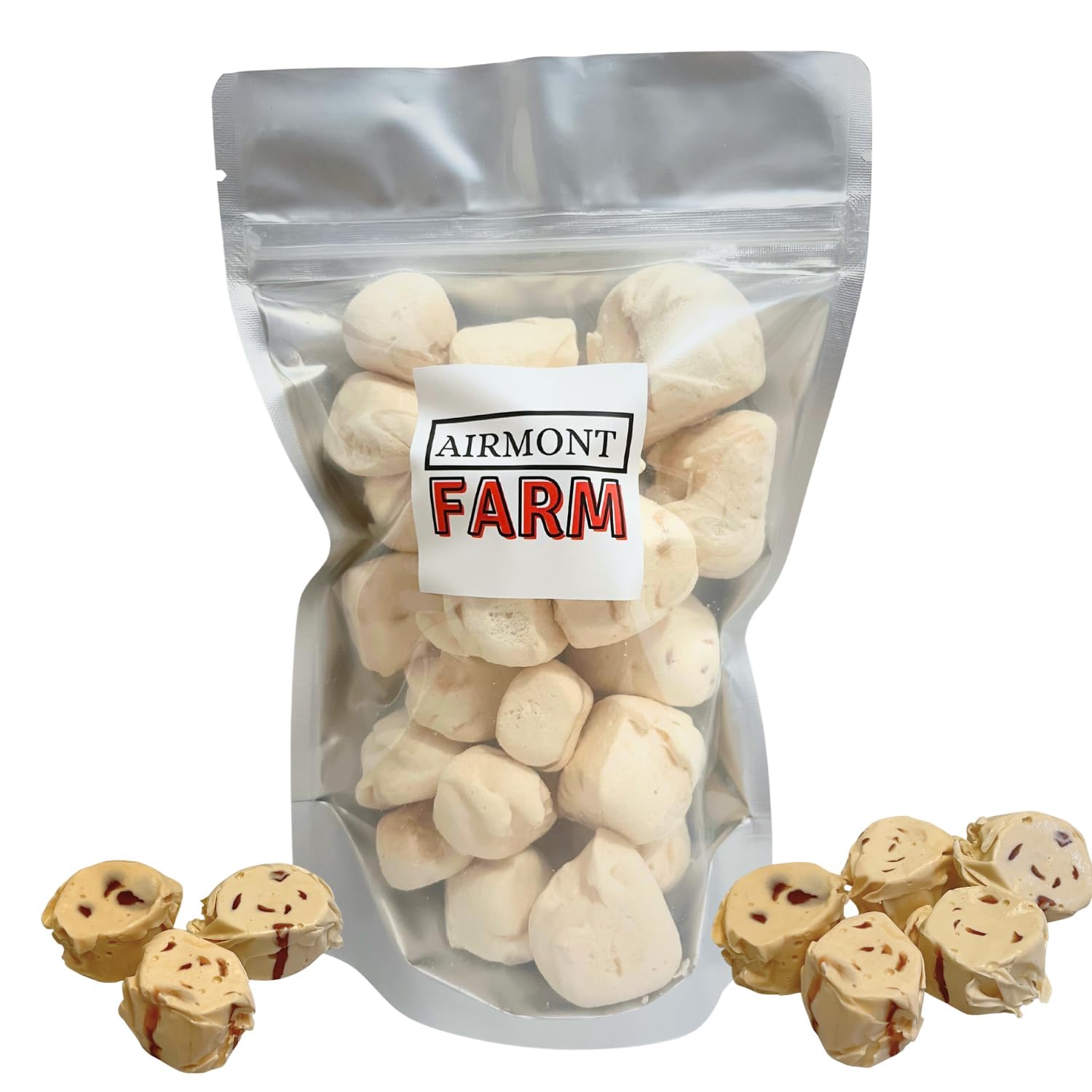 Airmont Farm Freeze-Dried Salt Water Taffy - Chocolate Chip - 2 oz - Bite-Sized Pieces - Crunchy Snack
