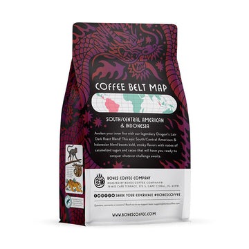 Bones Coffee Company Dragon'S Lair Ground Coffee Beans, Low Acid Flavored Coffee, Made With Arabica Coffee Beans, Dark Roast Gourmet Coffee, Coffee Lover Gift Ideas (12 Oz)