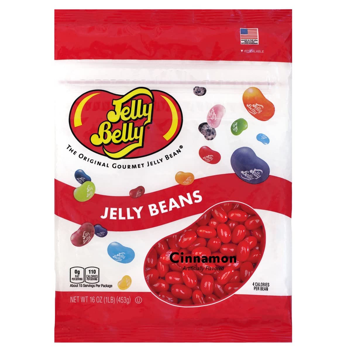 Jelly Belly Cinnamon Jelly Beans - 1 Pound Resealable Bag - Red