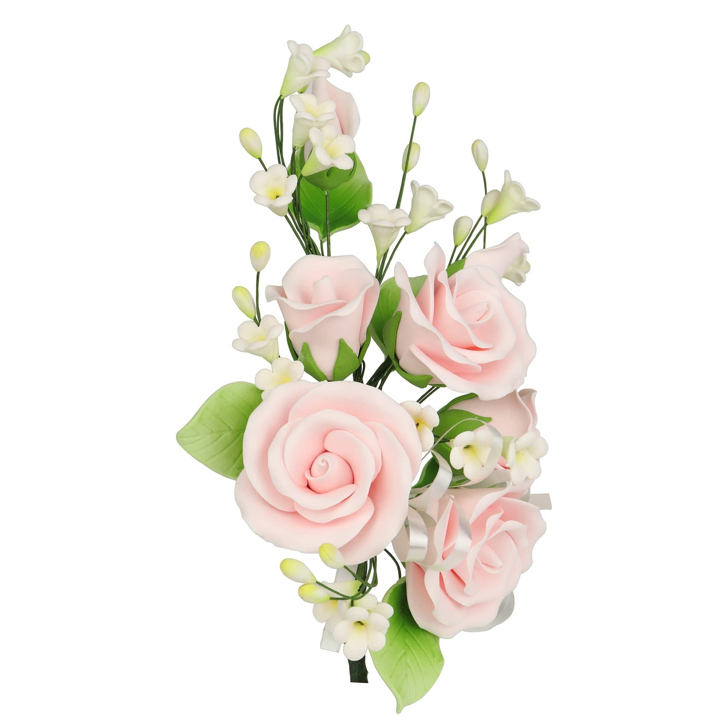 OCREME Gumpaste Edible Flower Spray, Pastel Pink Garden Rose Decoration, Model OCFLR-246 for Cakes, Candy, Cupcake Toppers