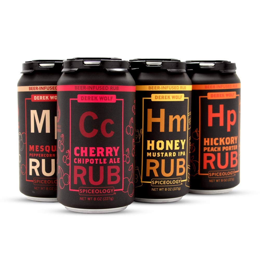 Spiceology Beer-Infused BBQ Rub Set - 6 Pack, Includes Cherry Chipotle Ale, Honey Mustard IPA, Hickory Peach Porter, and More, 12 Ounce