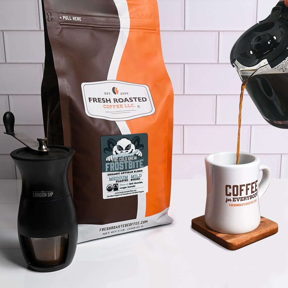Fresh Roasted Coffee  Organic Frostbite Cold Brew | Mold & Myco 3rd Party Tested  USDA Organic  Kosher | Medium Roast | 5 lb Coarse Ground