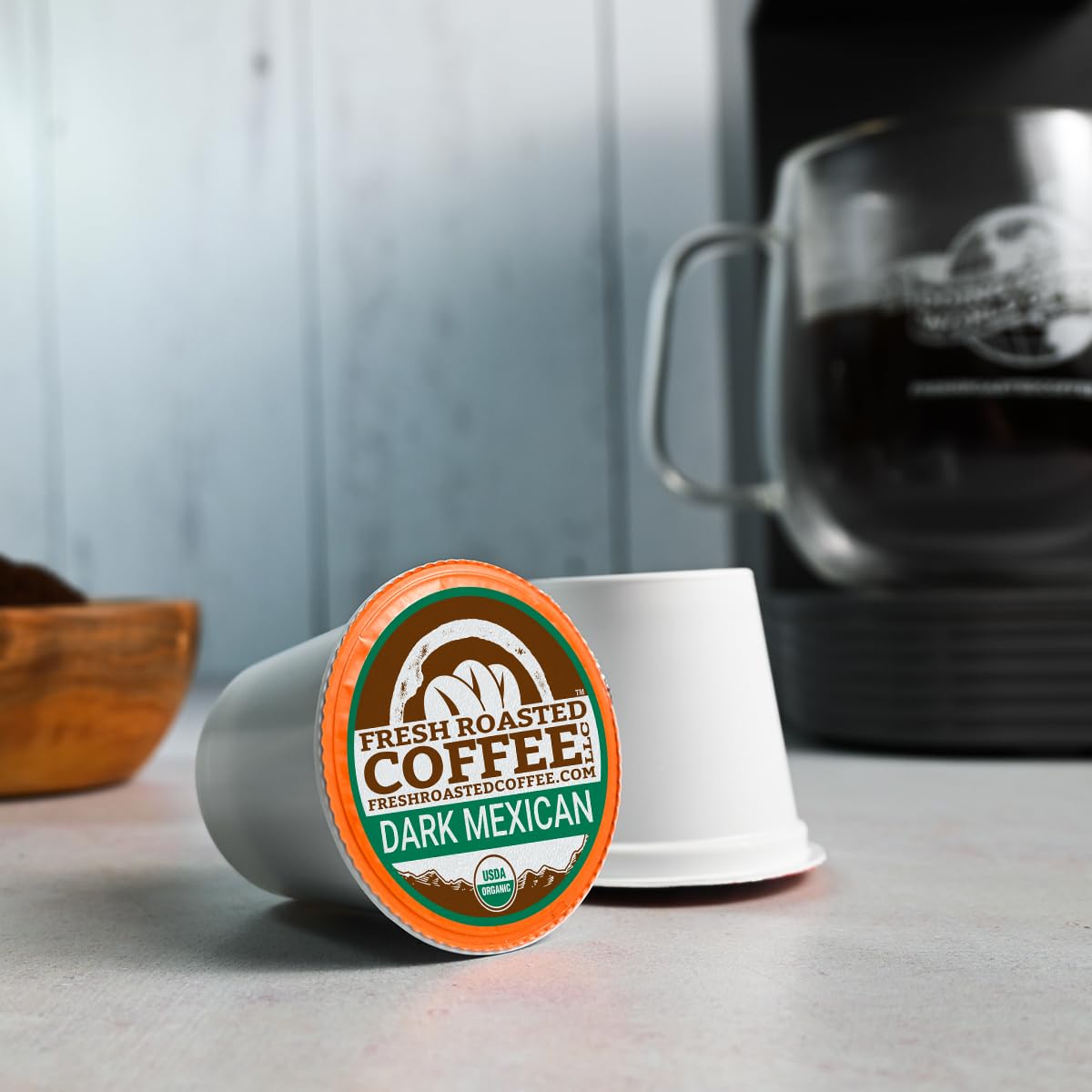 Fresh Roasted Coffee Organic Dark Roast K-Cup Compatible 24 Pods Coffee
