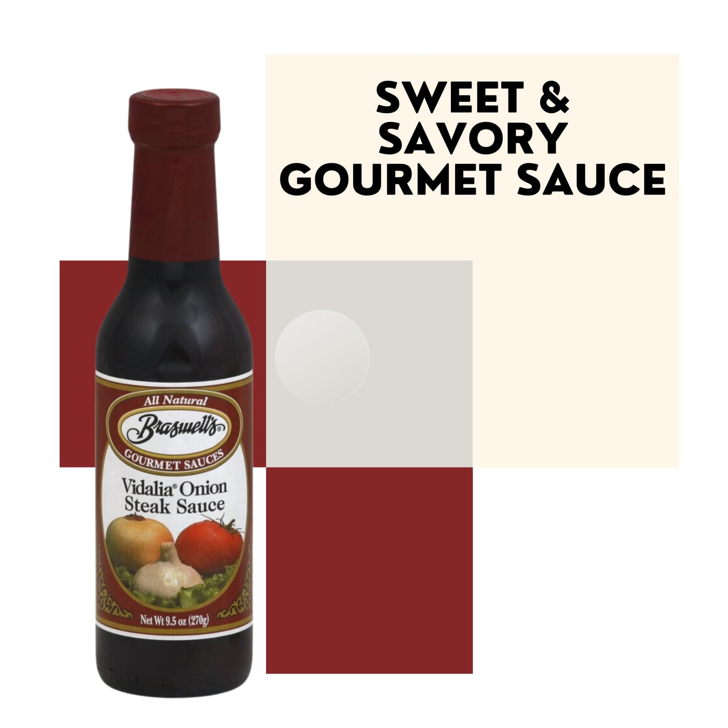 Braswell's Vidalia Onion Steak Sauce - 9.5 Oz, Perfect for Marinades and Grilling