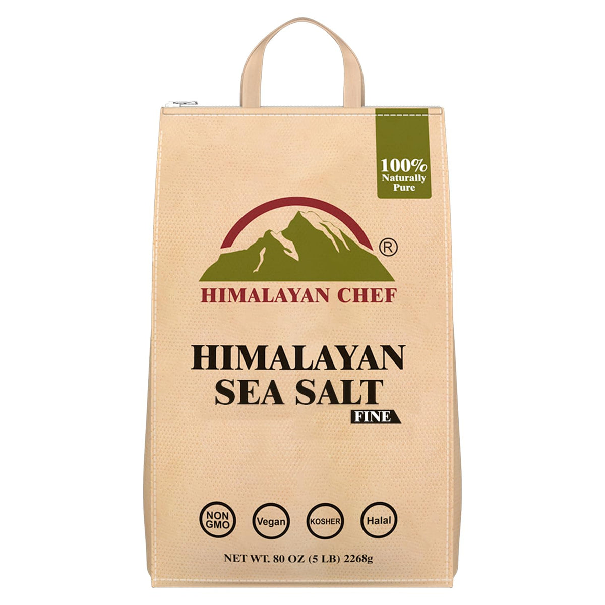 Himalayan Chef Sea Salt Fine - Unrefined Mineral Salt, 5 lb Bag (1 Pack)