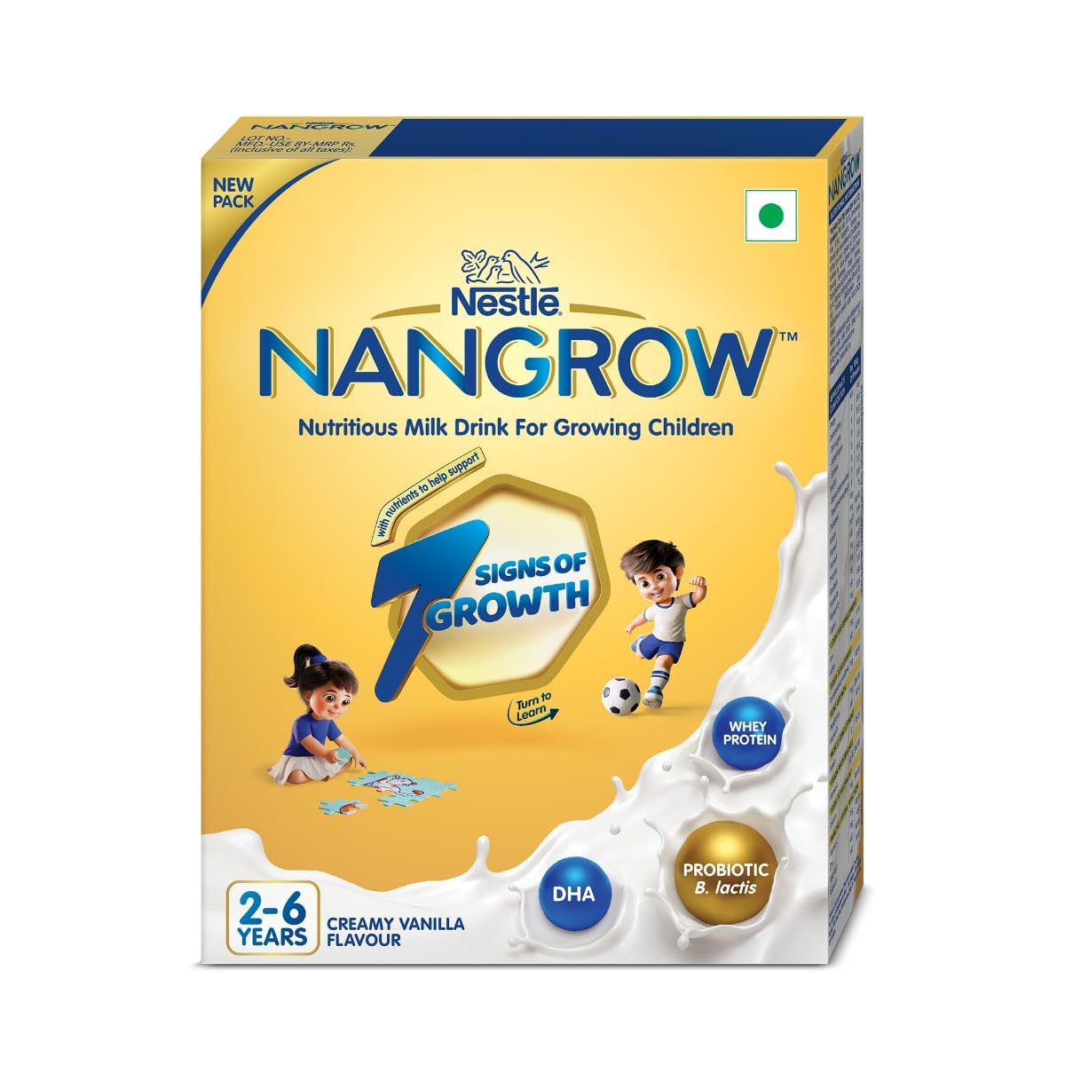 Metrey Nan-Grow Nutritious Milk Drink Powder, Growing Children 2-6 Years, DHA Protein, Vanilla Flavor, 14.1 oz