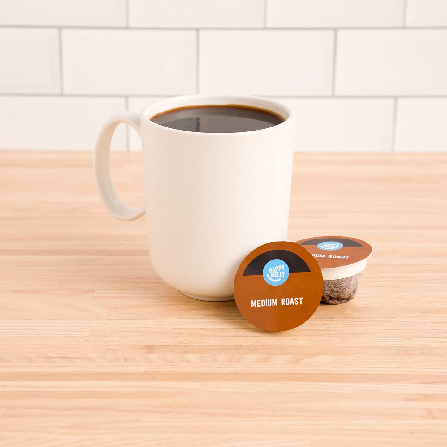 Happy Belly Medium Roast Compostable Coffee Pods, Compatible with K-Cup Brewer, 96 Count