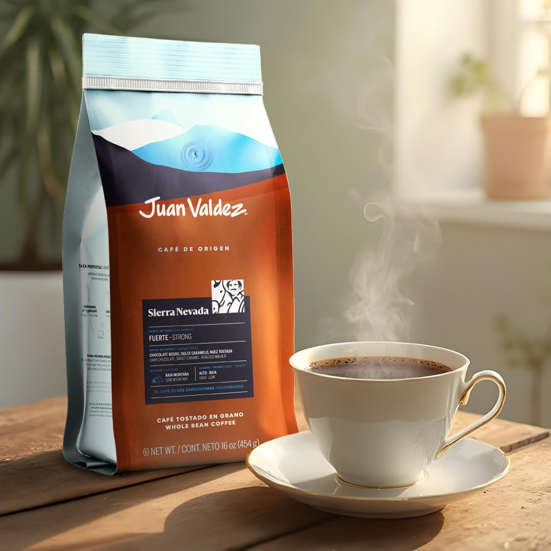 Juan Valdez Whole Bean Coffee, 100% Colombian, Single Origin, Notes of Chocolate & Caramel, 16 oz / 454 gr