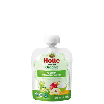 Holle Baby Yogurt Pouches - Organic Yogurt with Apple & Pear Fruit Pur  e - Drinkable Pouches for Kids & Babies 8 Months & Up - 