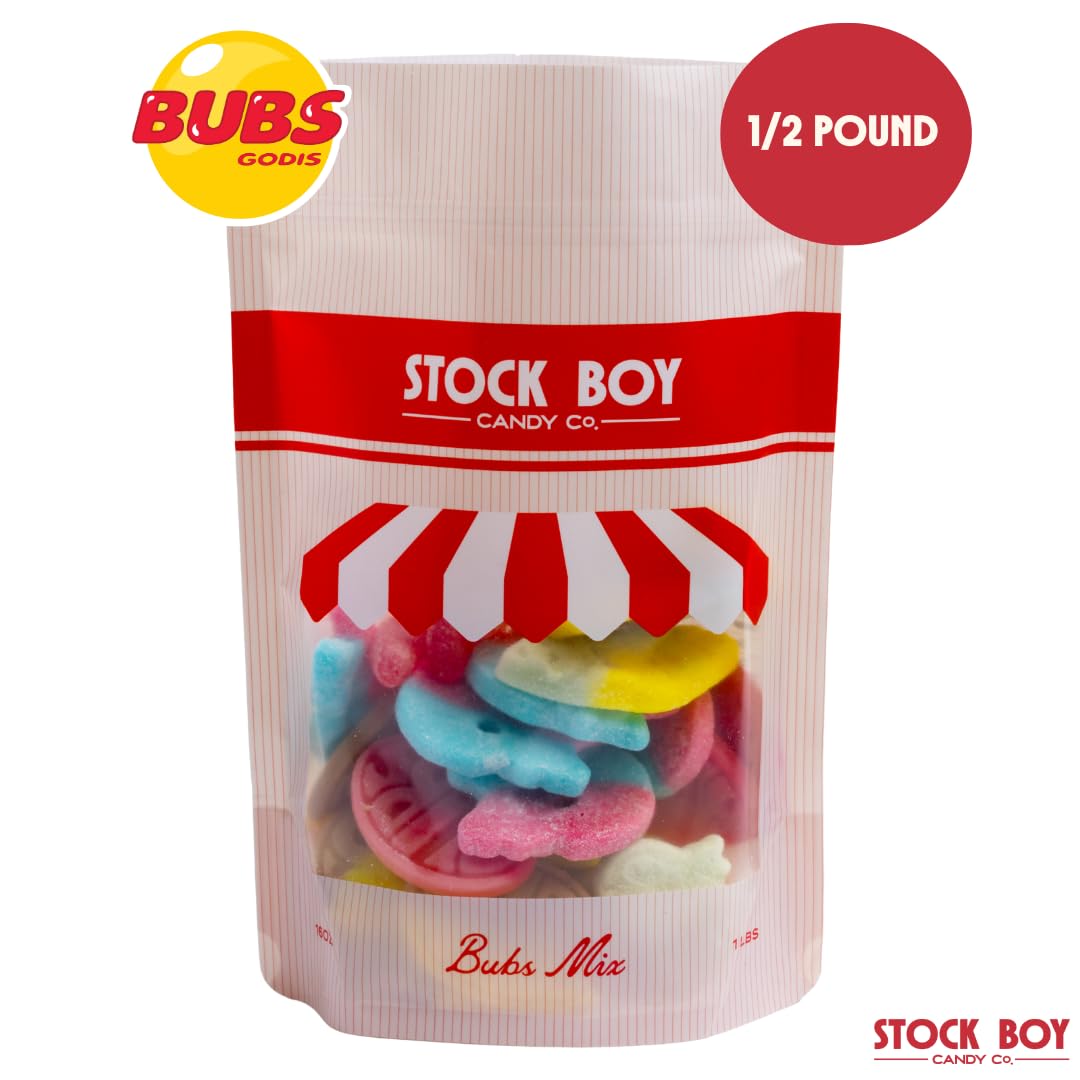 Bubs Swedish Godis Candy  1/2 Pound Mix  Sweet and Sour  Swedish  Vegan  Stock Boy Candy Co.  Imported Fresh from Sweden
