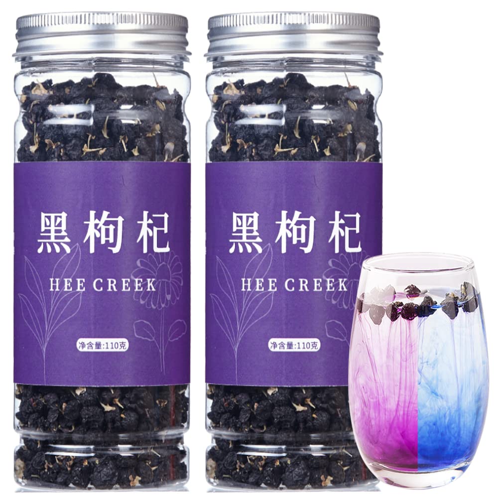 hee creek Black Goji Berry Herbal Tea - 7.76oz/220g, Caffeine-Free, Gluten-Free, Natural Wild Goji Berries