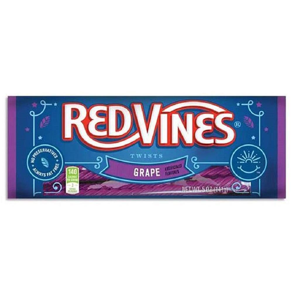 Red Vines Licorice, Grape Flavor Twists, Soft & Chewy Candy, 5Oz Trays (12 Pack)