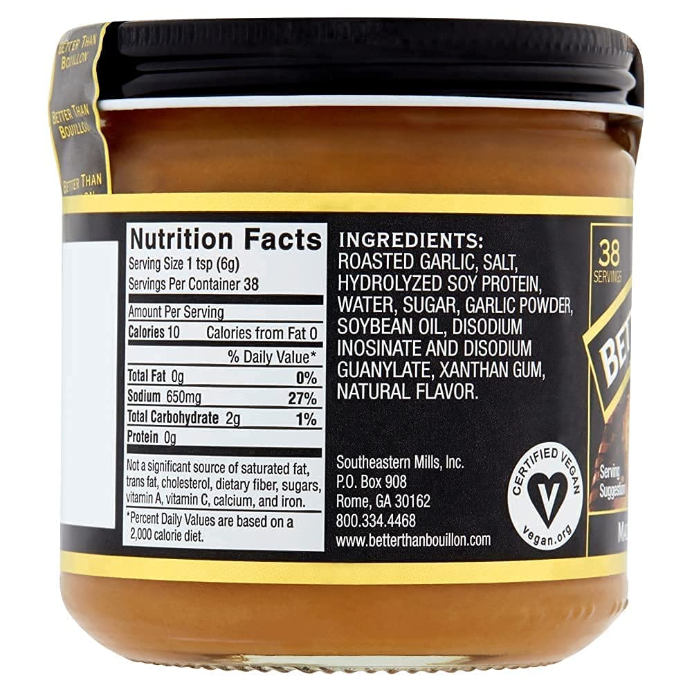 Better Than Bouillon Roasted Garlic Base, 8 Ounce Jar, 38 Servings, Model 400012522