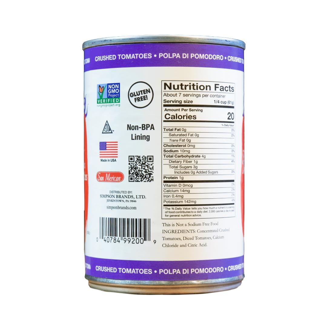 San Merican Tomato No Salt Added Crushed Tomatoes, 14.5 Oz