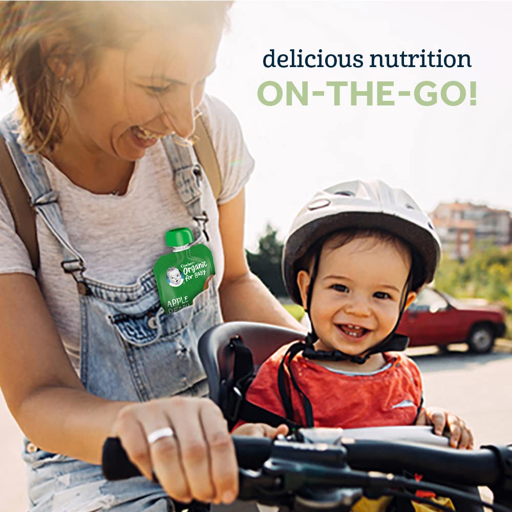 Gerber Organic Baby Food Pouches, 2Nd Foods For Sitter, Apple Zucchini Spinach Strawberry, 3.5 Ounce (Pack Of 12)