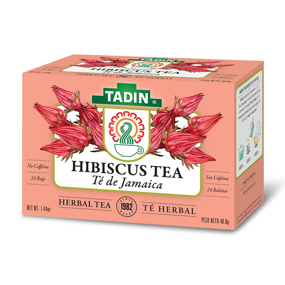 Tadin Hibiscus Herbal Tea, Caffeine Free, 24 Tea Bags, Pack of 3, 1.44 oz