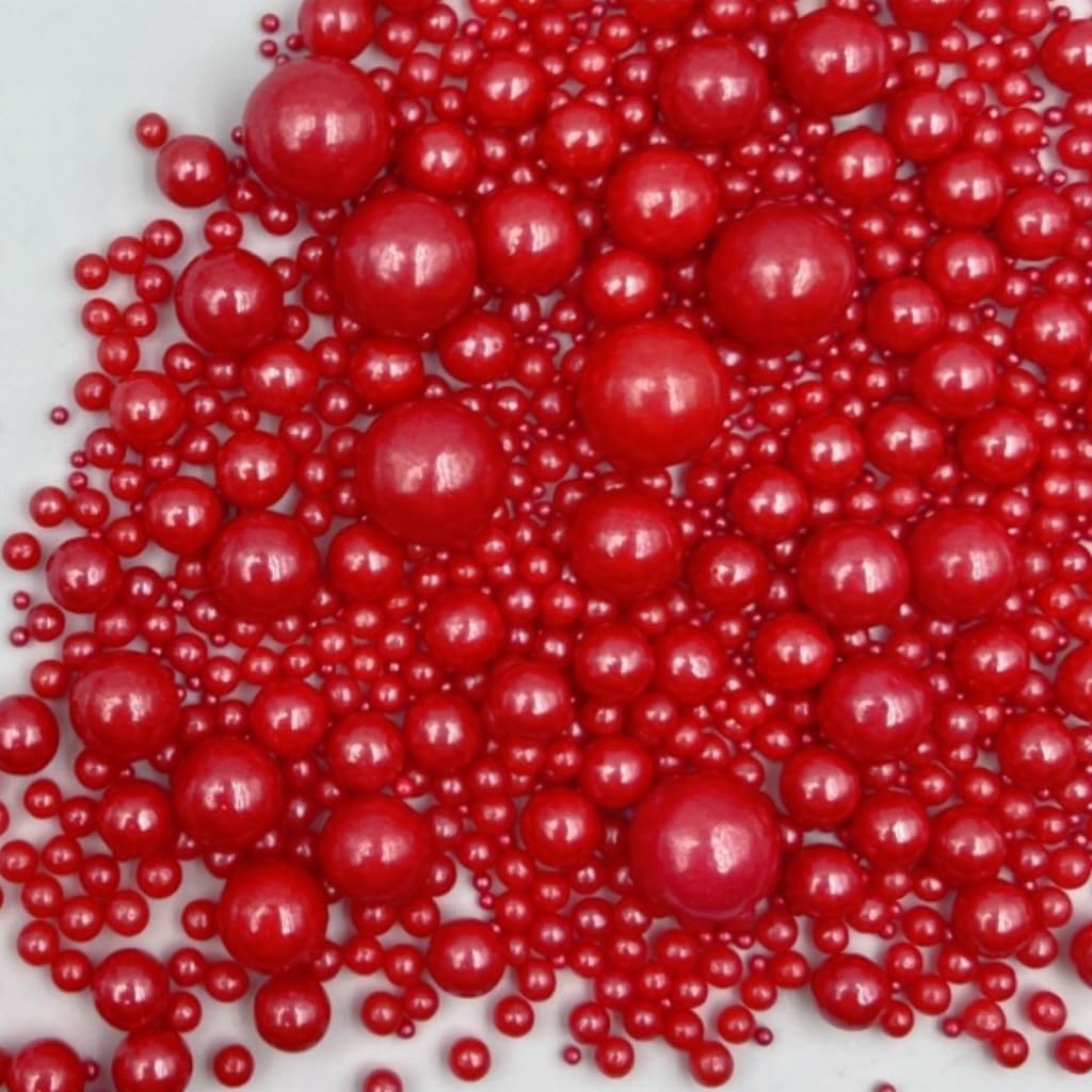 Gevog 1 Bottle Red Pearls Sprinkles Mixing Edible Cake Cupcake Sprinkles For Wedding Valentines Party Baking Cupcake Cookie Ice