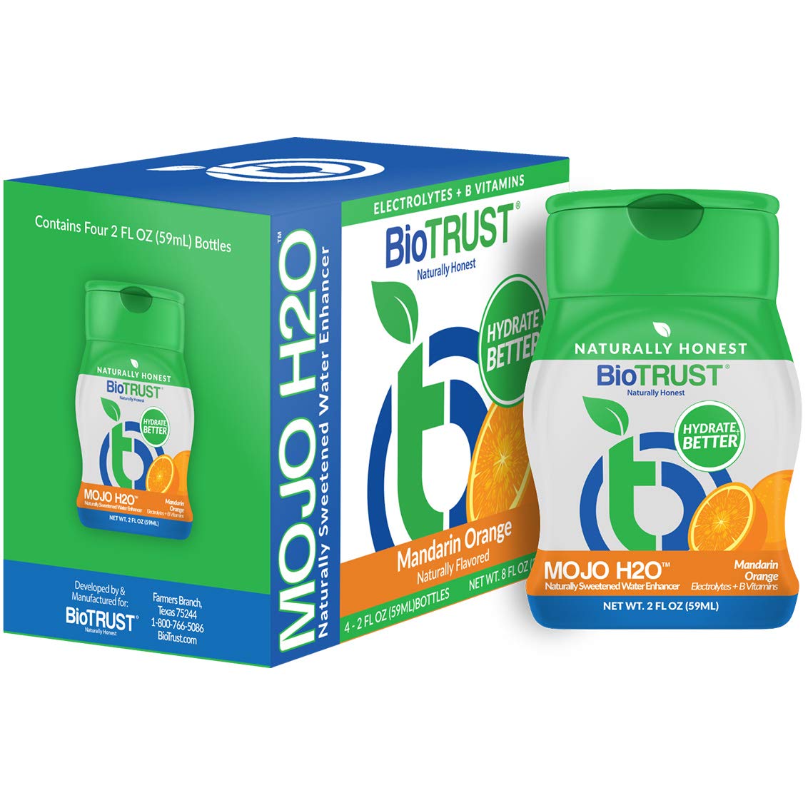 Biotrust Mojo H2O Natural Water Enhancer Drops, With B Vitamins And Electrolytes, Sugar-Free, Zero Calories, No Artificial Sweet