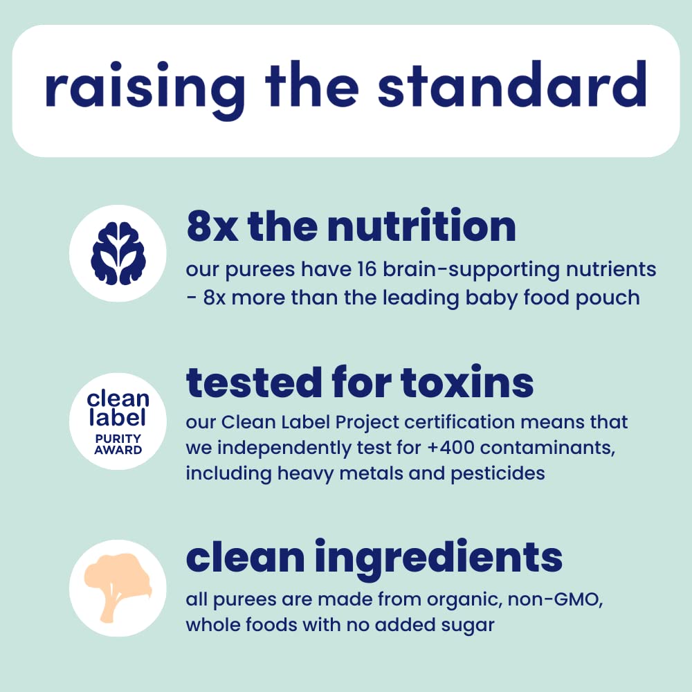 Cerebelly Organic Baby Food Pouches, Carrot Chickpea Purees, 16 Nutrients, No Added Sugar, Fiber & Non-Gmo, 4Oz, 12 Pack